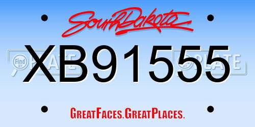 XB91555 South Dakota License Plate