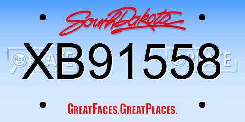 XB91558 South Dakota License Plate
