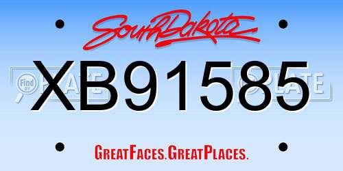 XB91585 South Dakota License Plate