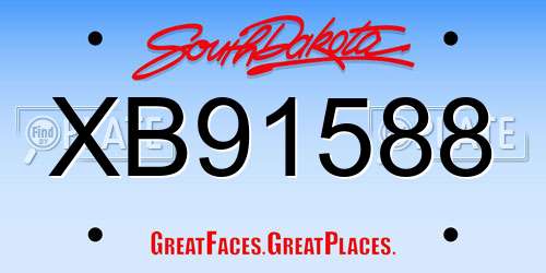 XB91588 South Dakota License Plate