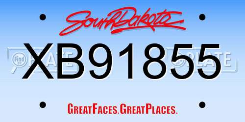 XB91855 South Dakota License Plate
