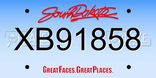 XB91858 South Dakota License Plate