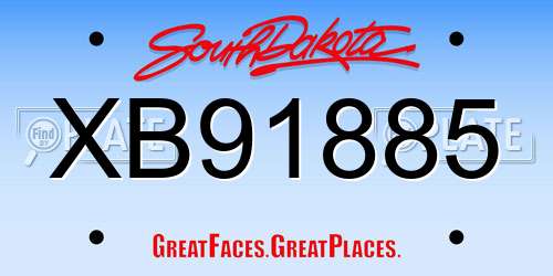 XB91885 South Dakota License Plate