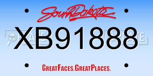 XB91888 South Dakota License Plate