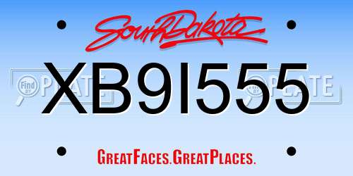 XB9I555 South Dakota License Plate