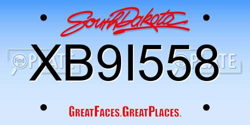 XB9I558 South Dakota License Plate