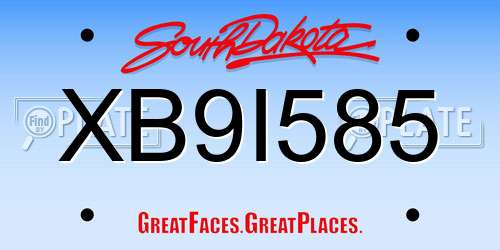 XB9I585 South Dakota License Plate