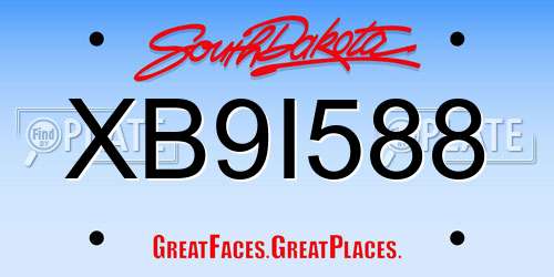 XB9I588 South Dakota License Plate