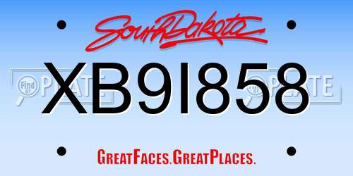 XB9I858 South Dakota License Plate
