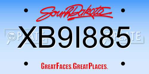 XB9I885 South Dakota License Plate