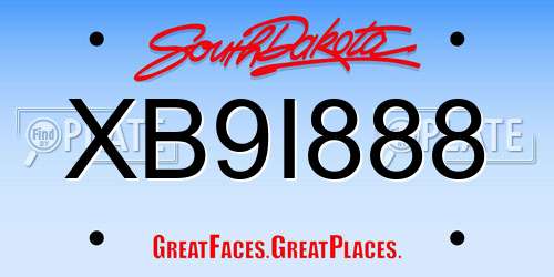 XB9I888 South Dakota License Plate