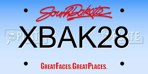 XBAK28 South Dakota License Plate