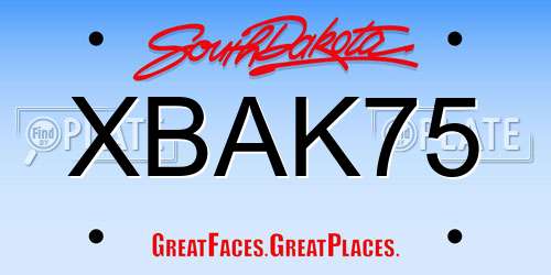 XBAK75 South Dakota License Plate