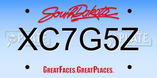 XC7G5Z South Dakota License Plate