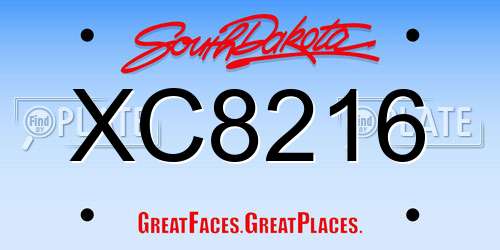 XC8216 South Dakota License Plate