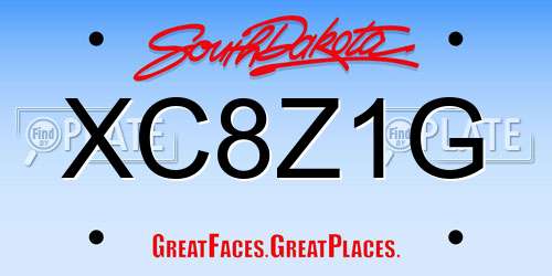 XC8Z1G South Dakota License Plate