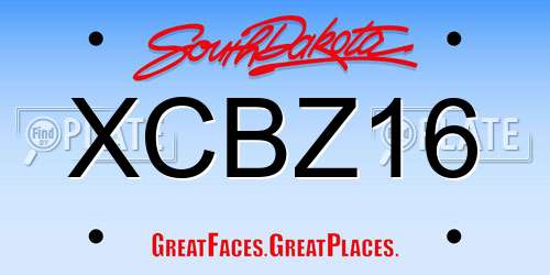 XCBZ16 South Dakota License Plate