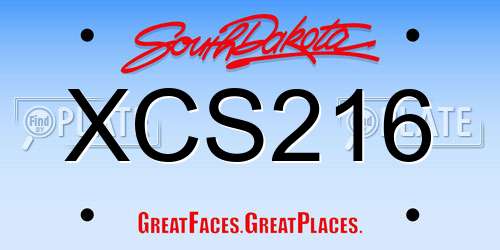 XCS216 South Dakota License Plate