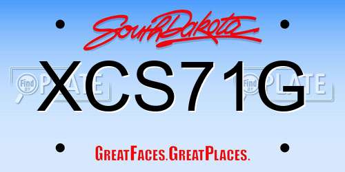 XCS71G South Dakota License Plate