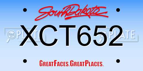 XCT652 South Dakota License Plate