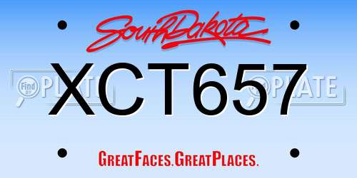 XCT657 South Dakota License Plate