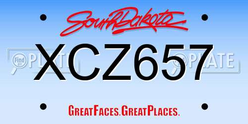 XCZ657 South Dakota License Plate