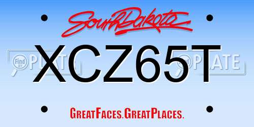 XCZ65T South Dakota License Plate