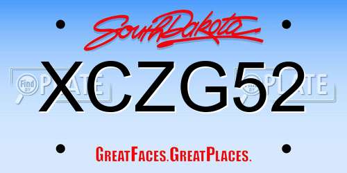 XCZG52 South Dakota License Plate