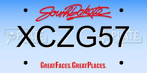 XCZG57 South Dakota License Plate