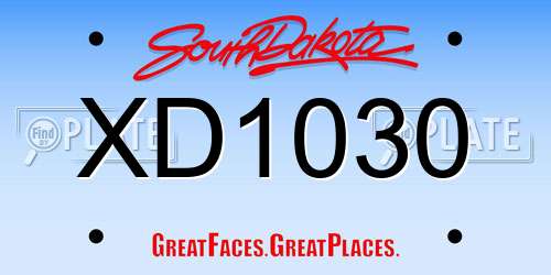 XD1030 South Dakota License Plate