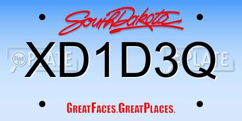 XD1D3Q South Dakota License Plate