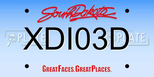 XDI03D South Dakota License Plate