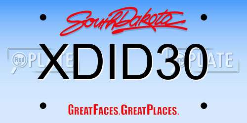 XDID30 South Dakota License Plate