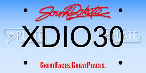 XDIO30 South Dakota License Plate