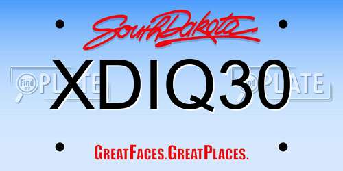 XDIQ30 South Dakota License Plate