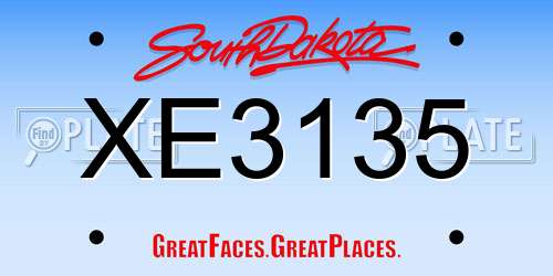 XE3135 South Dakota License Plate