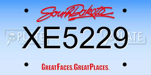 XE5229 South Dakota License Plate