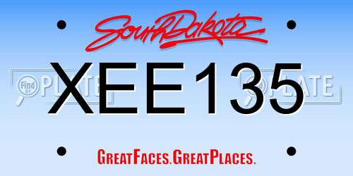 XEE135 South Dakota License Plate