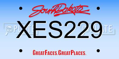 XES229 South Dakota License Plate