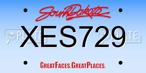 XES729 South Dakota License Plate