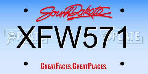 XFW571 South Dakota License Plate
