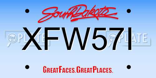 XFW57I South Dakota License Plate