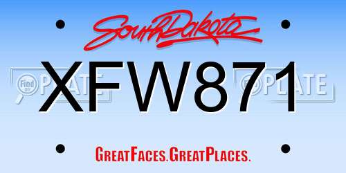 XFW871 South Dakota License Plate