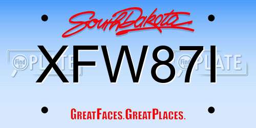 XFW87I South Dakota License Plate
