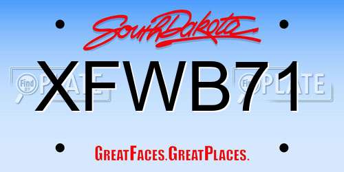 XFWB71 South Dakota License Plate