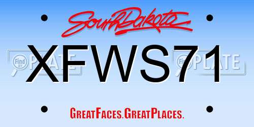 XFWS71 South Dakota License Plate