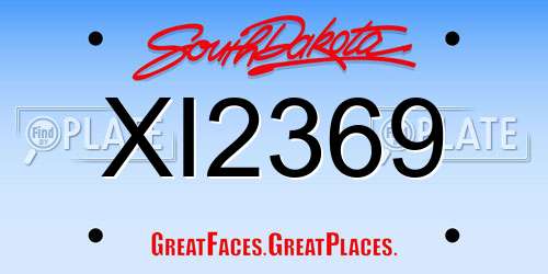 XI2369 South Dakota License Plate