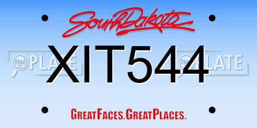 XIT544 South Dakota License Plate