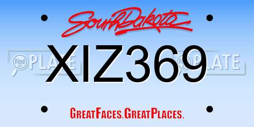 XIZ369 South Dakota License Plate