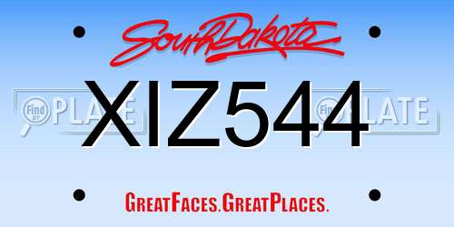 XIZ544 South Dakota License Plate